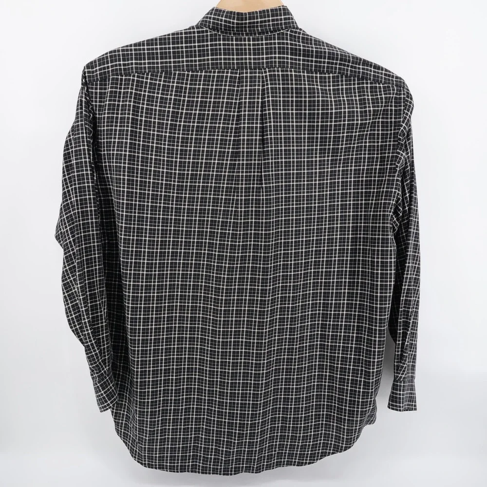 Vintage Polo Ralph Lauren Plaid Button Down Shirt Black Long Sleeve Mens XL